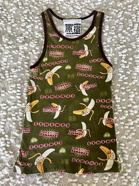 Vintage GWEN STEFANI HARAJUKU LOVERS Olive Green Bananas Tank Top size small